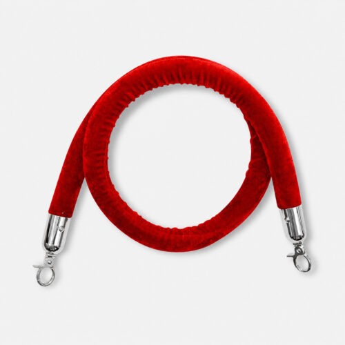 Rope for guide post - Red Velour, Silver Hook